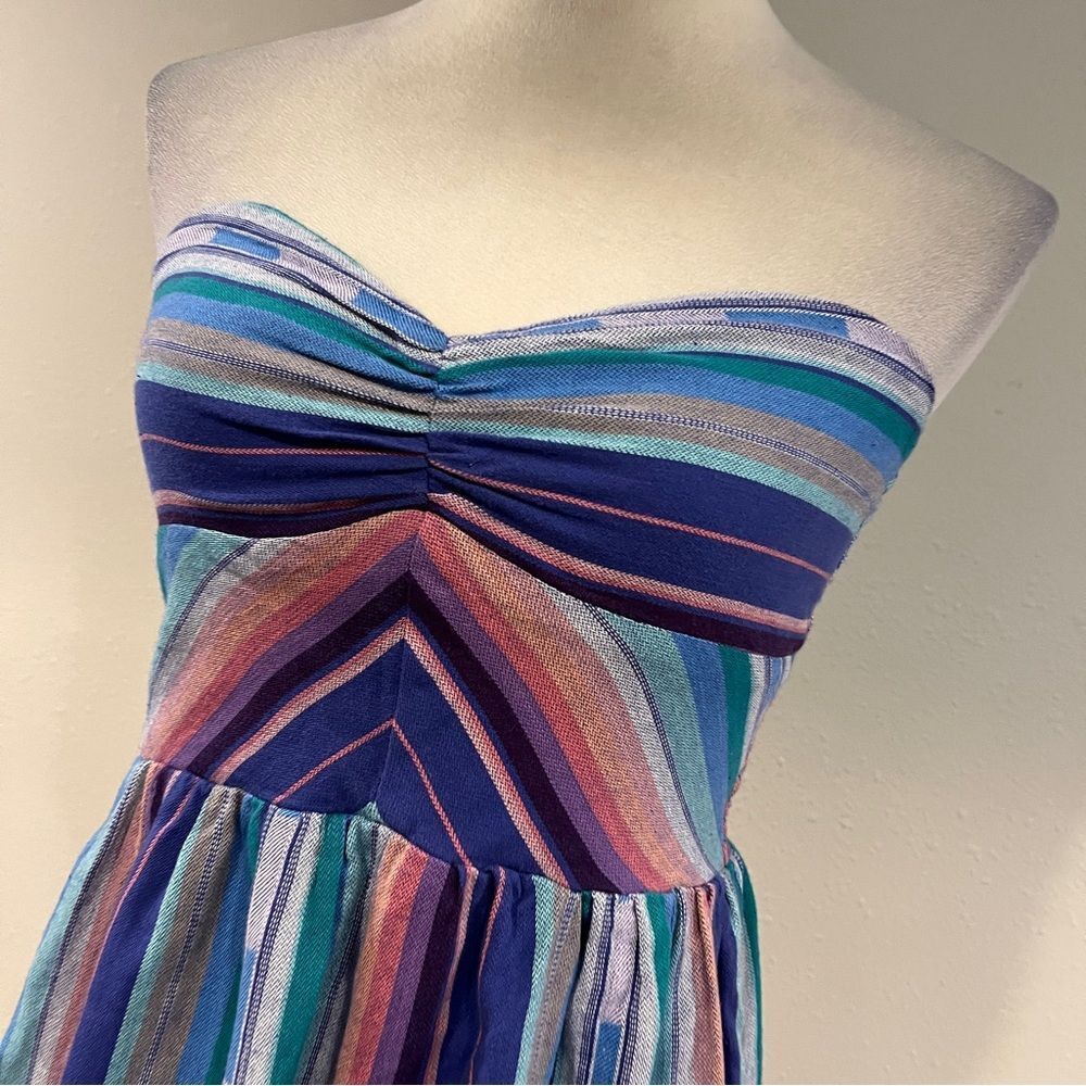 Roxy Striped Multicolor Strapless Mini Dress Size… - image 2